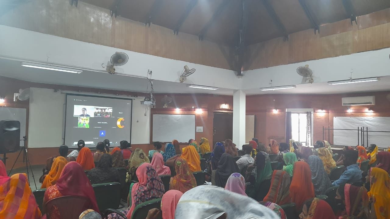 Community telemedicine consultation session with healthcare education